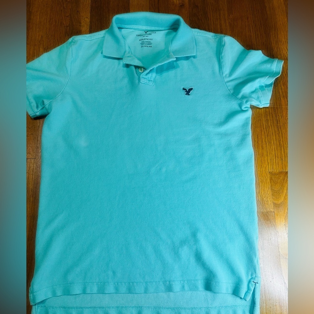 American Eagle Outfitters Men’s Aqua Polo Shirt